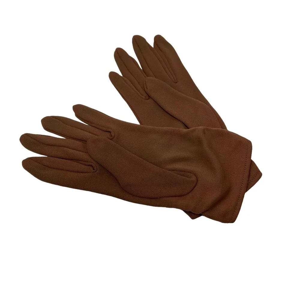 Womens‎ Vintage Gloves Two Pair Brown Nylon and Black Cotton Size 6 1/2
